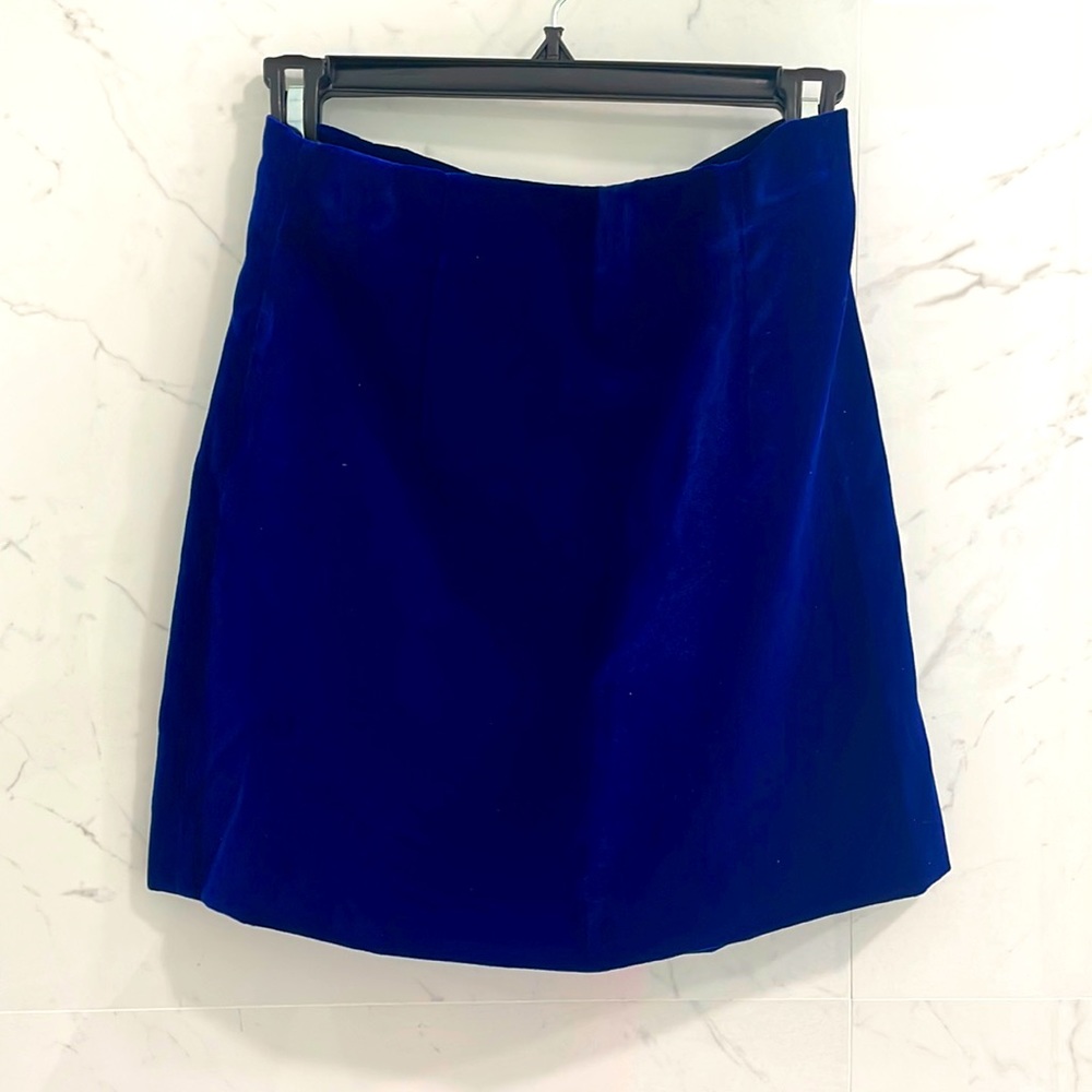 ZARA blue velvet skirt